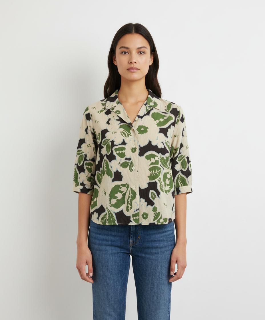 Blouse Verte et Blanche - Taille M/38