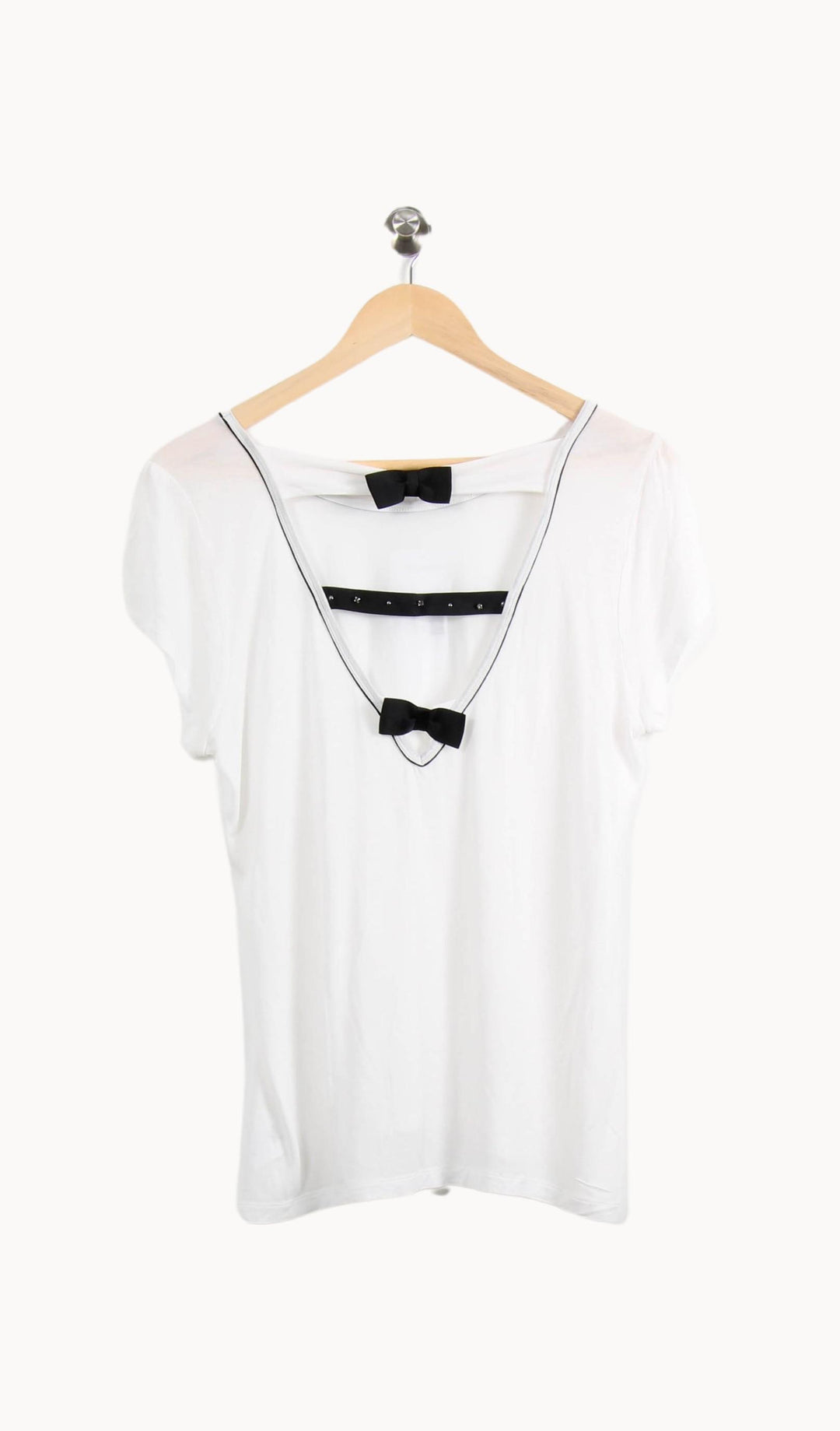 T-shirt Blanc et Noir - Taille L/40 de la marque IKKS | PARAD63931 - Vendu par Paradigme - Image 2