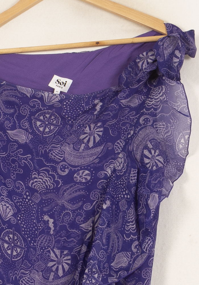 Robe Asymétrique Violette - Taille L/40 de la marque Soi Paris | PARAD64015 - Vendu par Paradigme - Image 3
