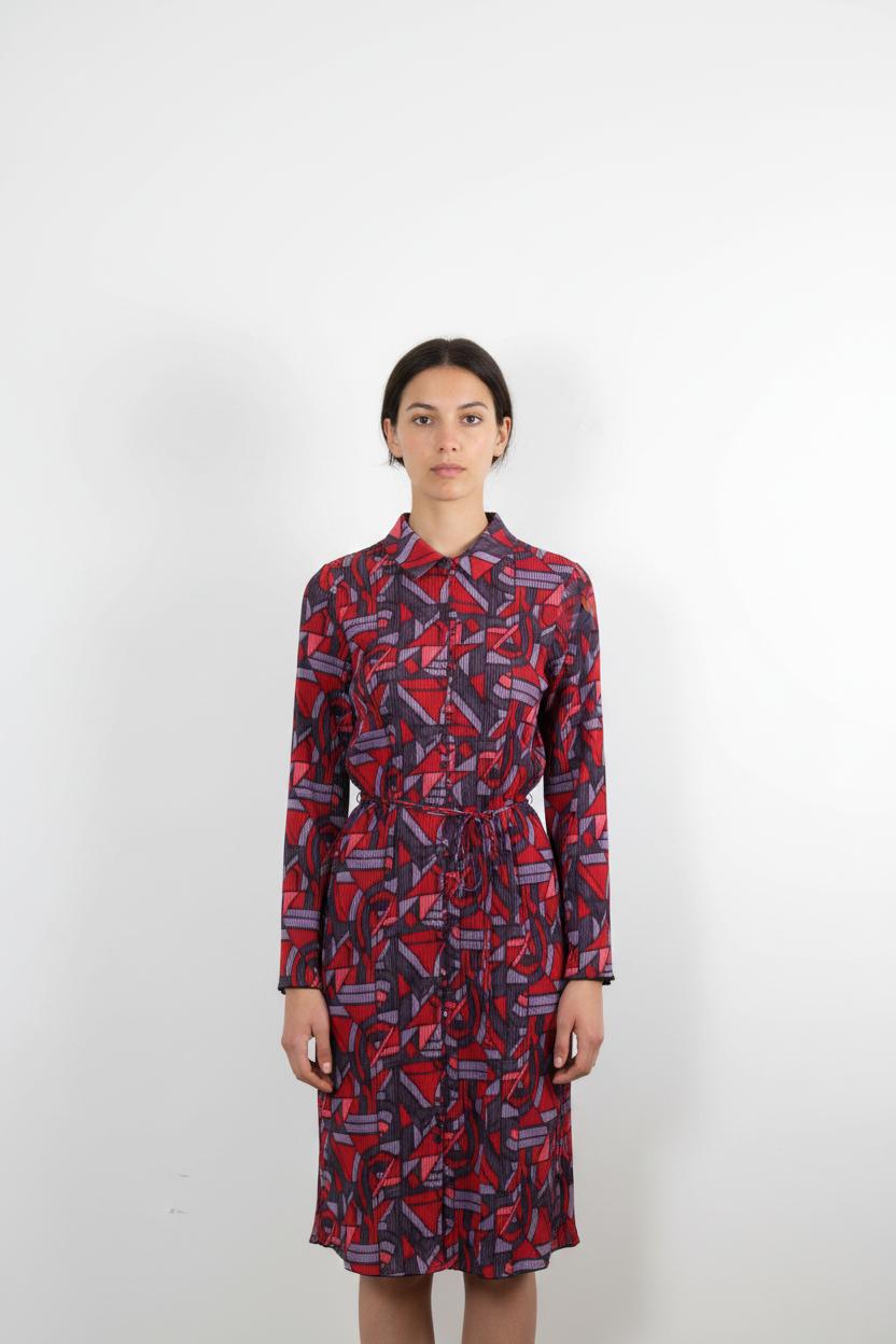 Robe Chemise Rouge et Violette - Taille XS/34