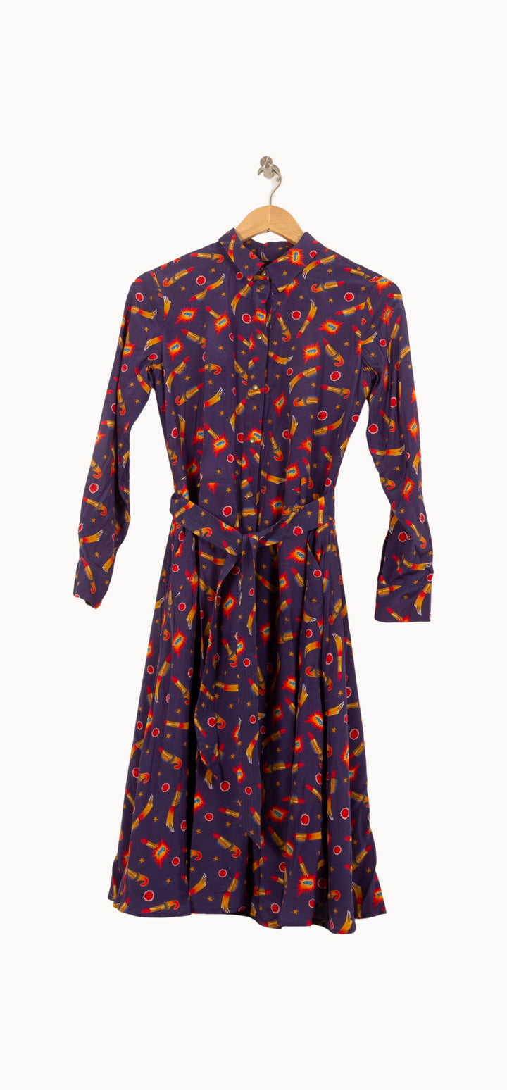 Robe Chemise Bleue et Jaune - Taille S/36 de la marque Soi Paris | PARAD64023 - Vendu par Paradigme - Image 2