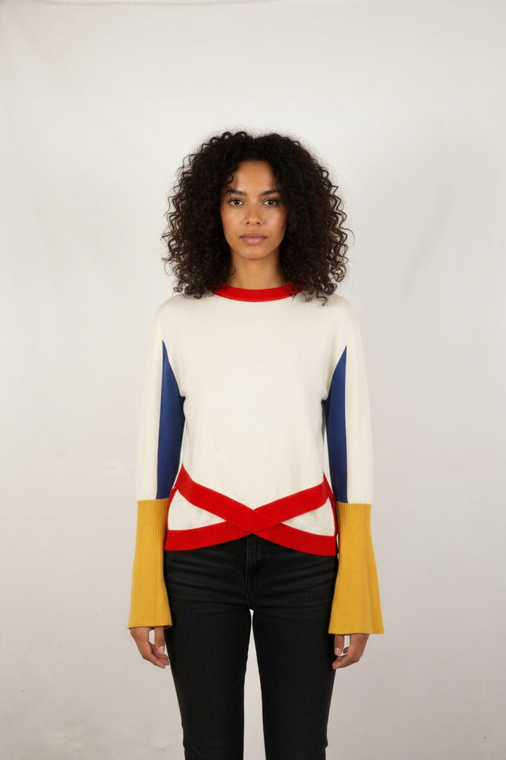 Pull Blanc Rouge Bleu et Jaune - Taille S/36