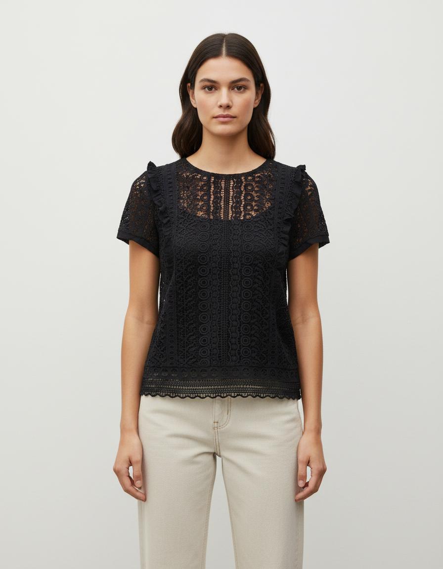 Blouse Dentelle Bleue - Taille M/38