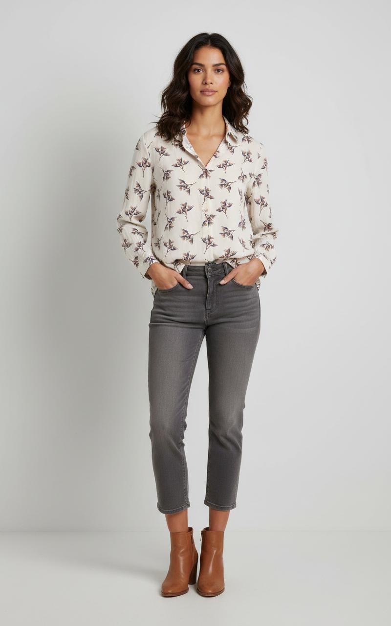 Blouse Blanche à Motifs - Taille XS/34