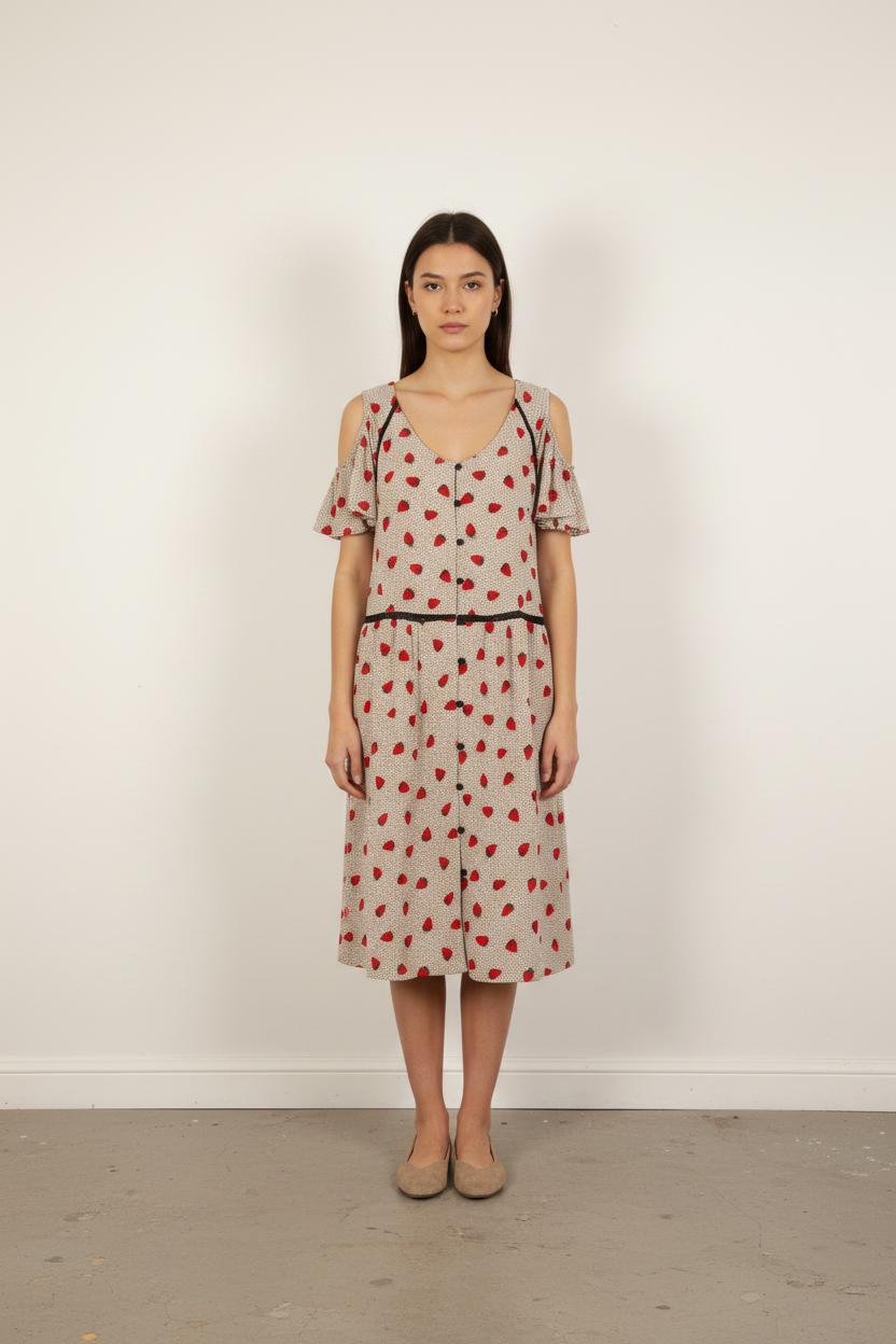 Robe Midi Blanche et Rouge - Taille S/36