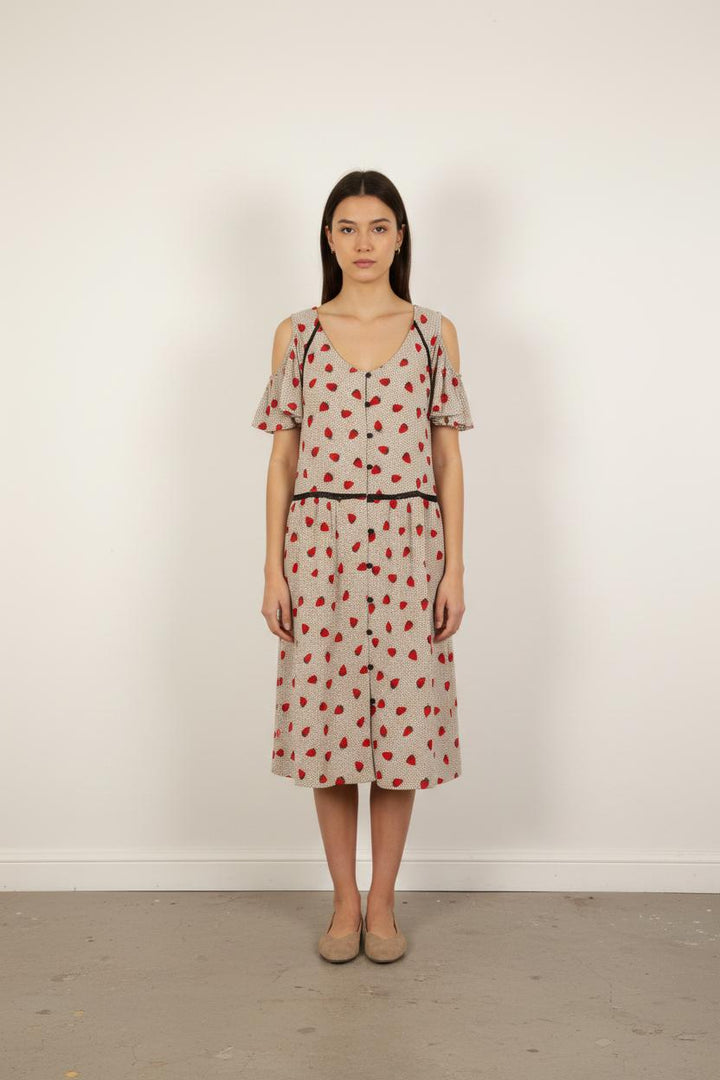 Robe Midi Blanche et Rouge - Taille S/36