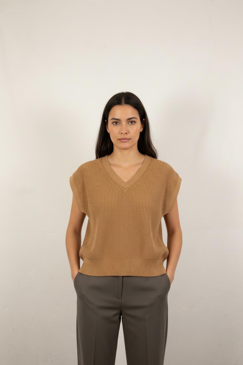 Pull Sans Manches Beige - Taille S/36
