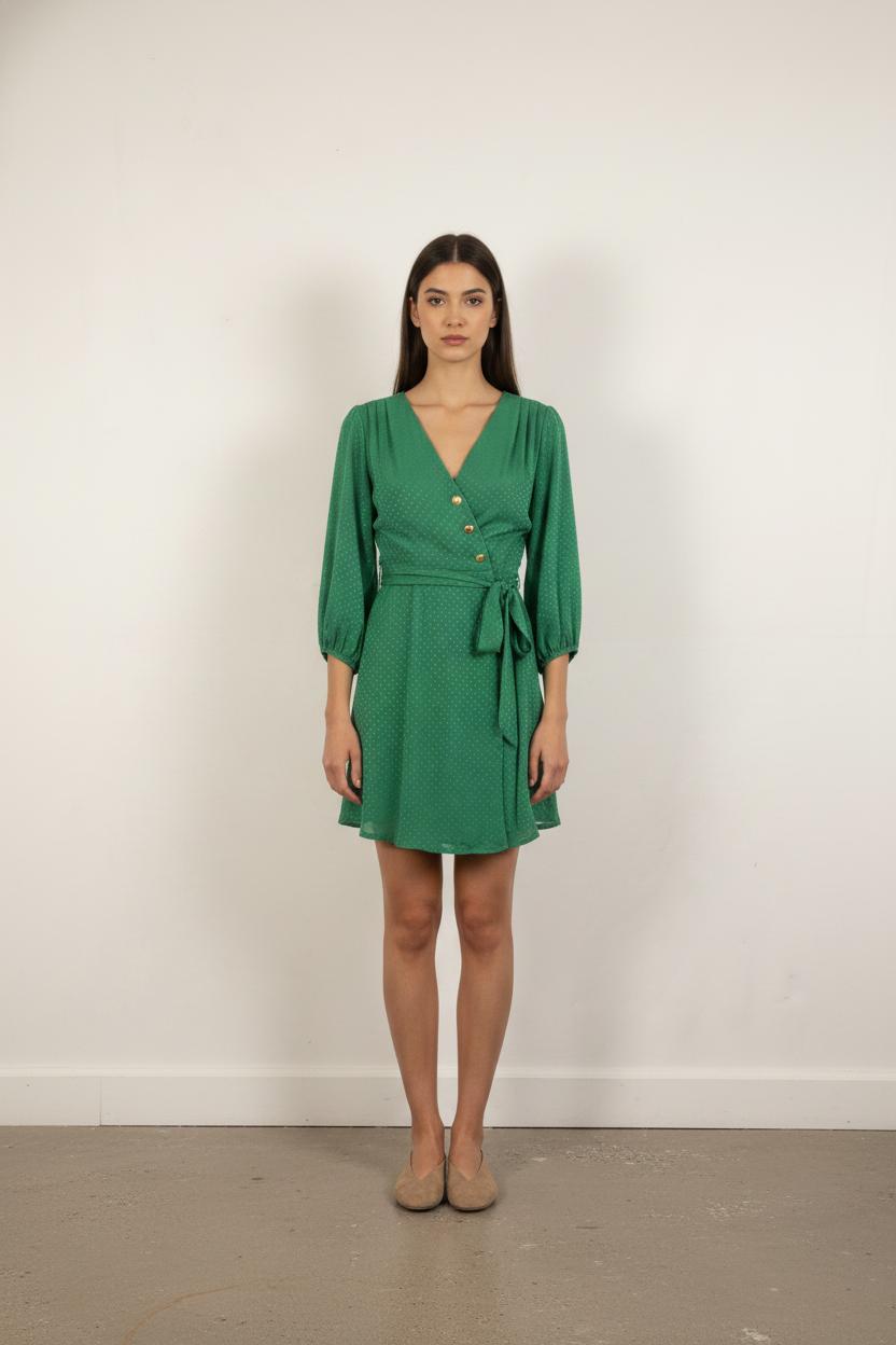 Robe Portefeuille Verte - Taille S/36