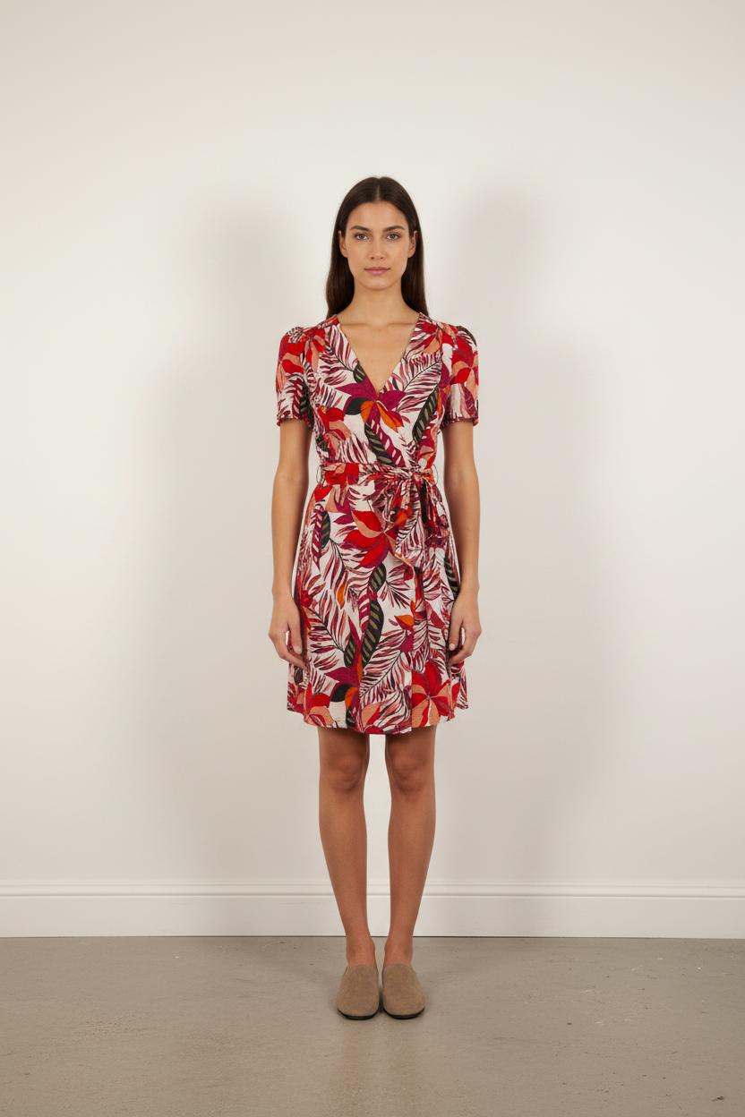 Robe Portefeuille Rose et Rouge - Taille M/38