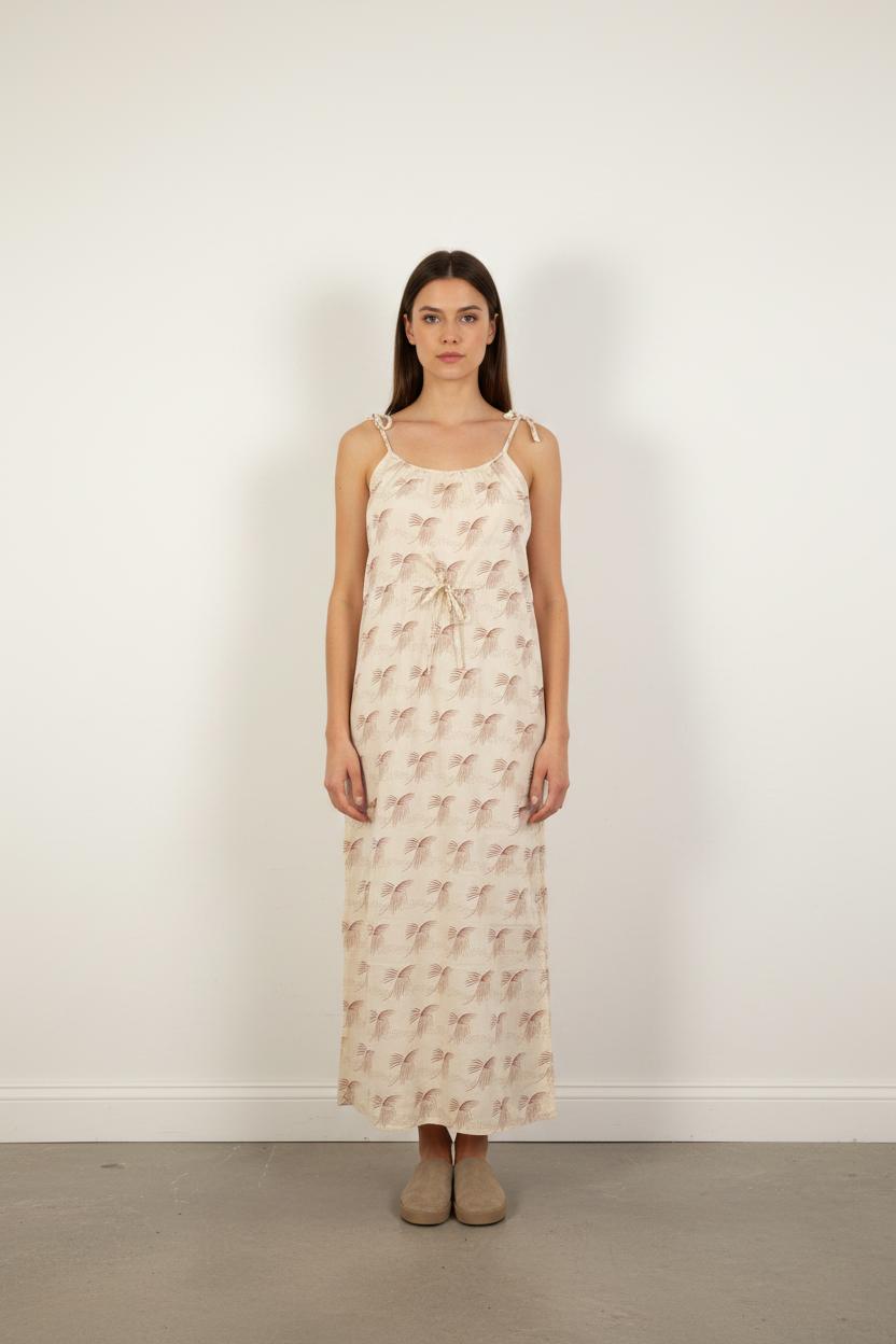 Robe Longue Beige et Rouge - Taille M/38