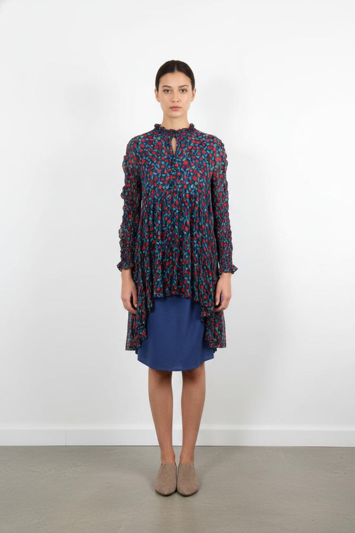 Robe Fleurie Bleue et Rouge - Taille M/38