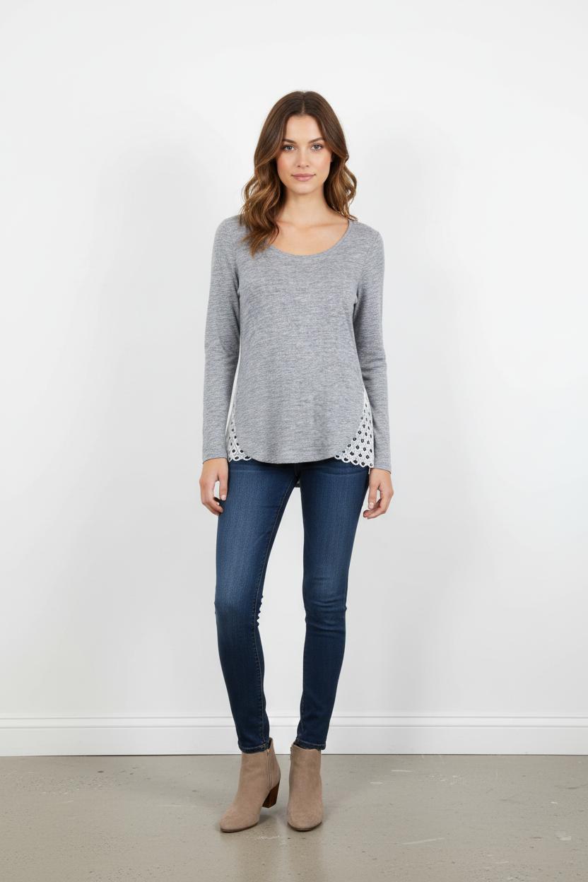 Tunique Grise et Blanche - Taille L/40