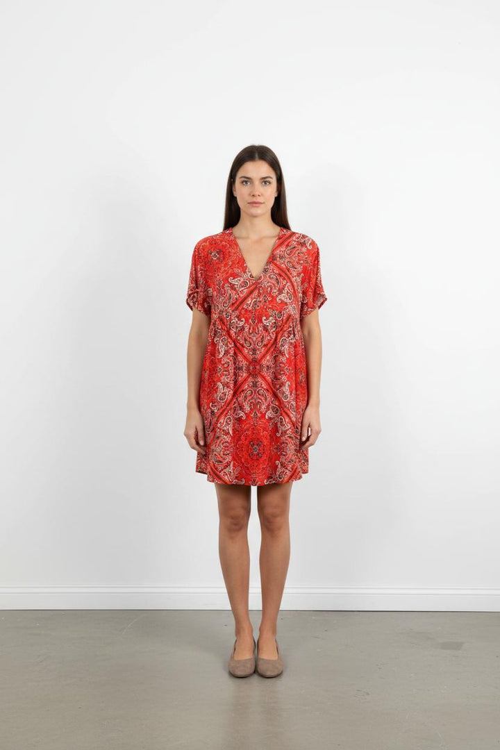 Robe Courte Orange et Blanche - Taille L/40