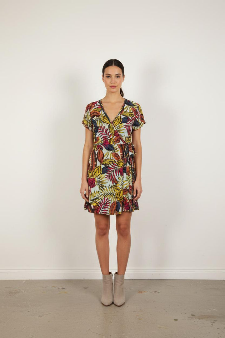 Robe Portefeuille Bleue et Jaune - Taille L/40