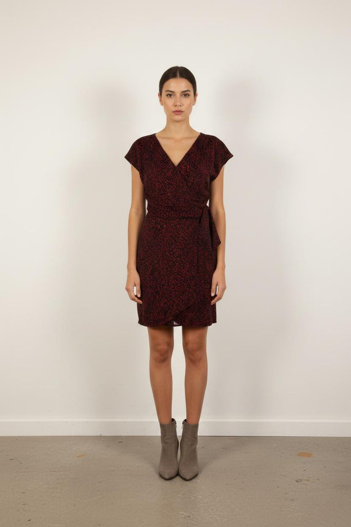 Robe Portefeuille Noire et Bordeaux - Taille XS/34