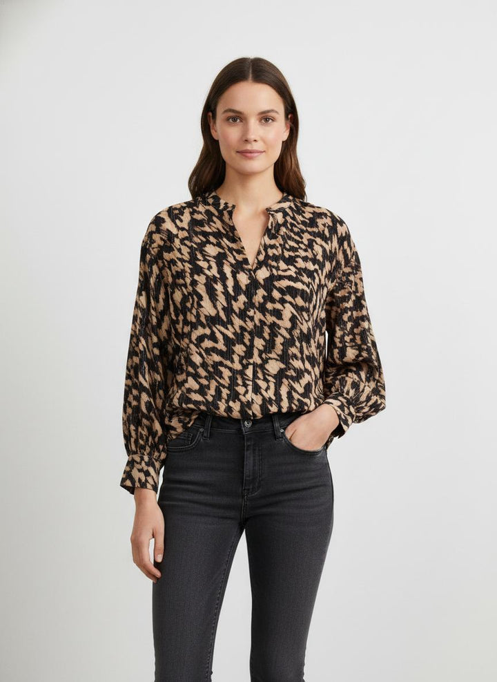 Blouse Noire et Beige - Taille M/38