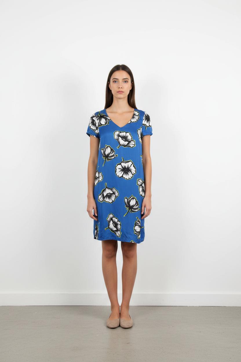 Robe Fleurie Bleue et Blanche - Taille S/36