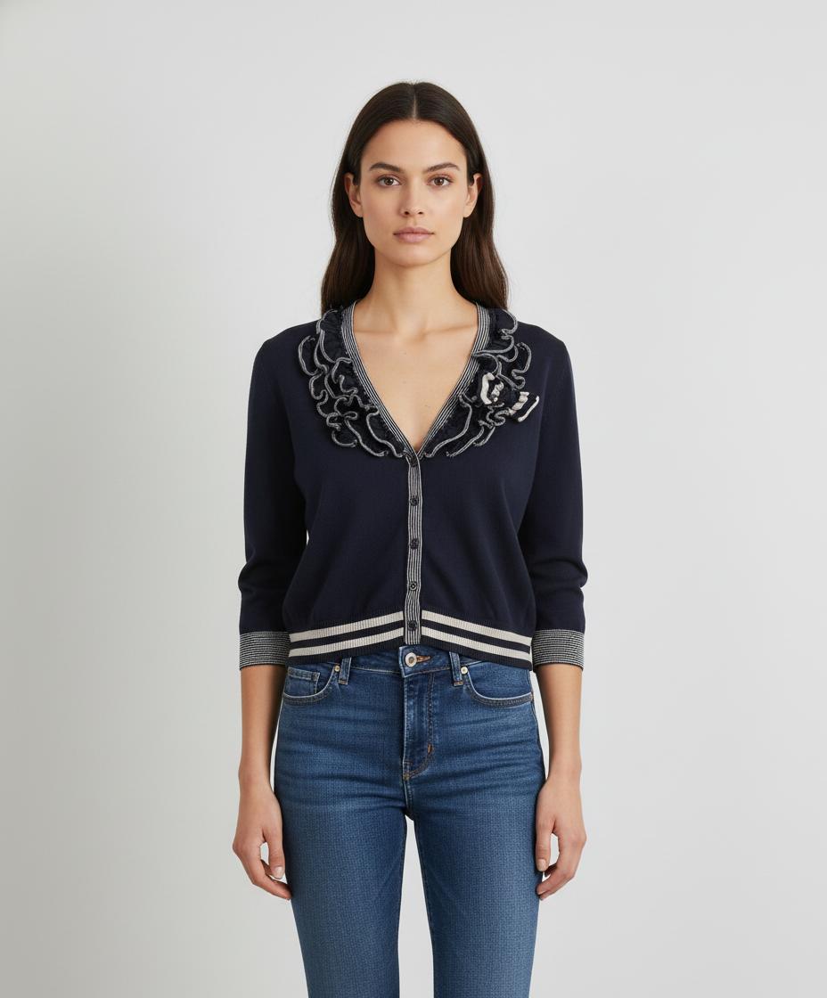 Cardigan Bleu et Blanc - Taille L/40
