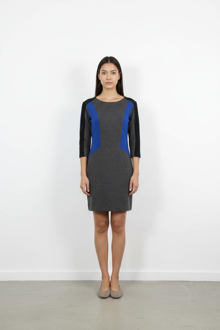 Robe Midi Grise et Bleue - Taille S/36