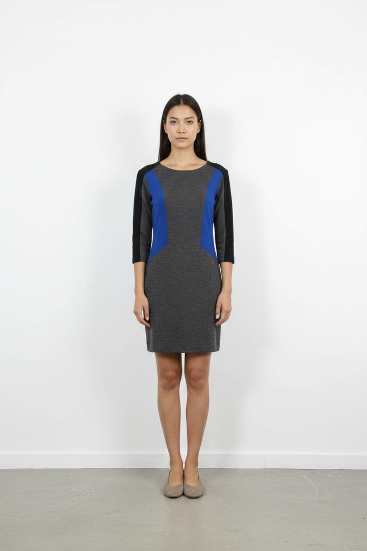Robe Midi Grise et Bleue - Taille S/36