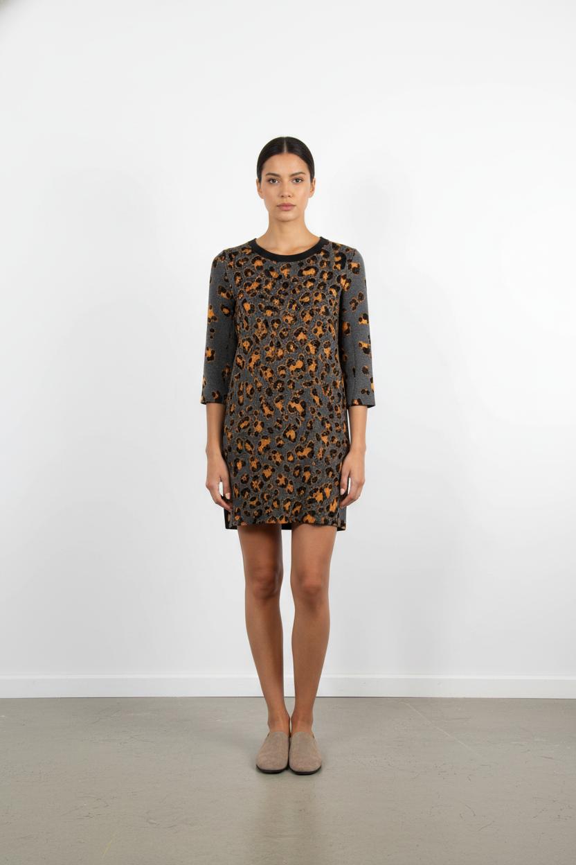 Robe Midi Grise et Orange - Taille S/36