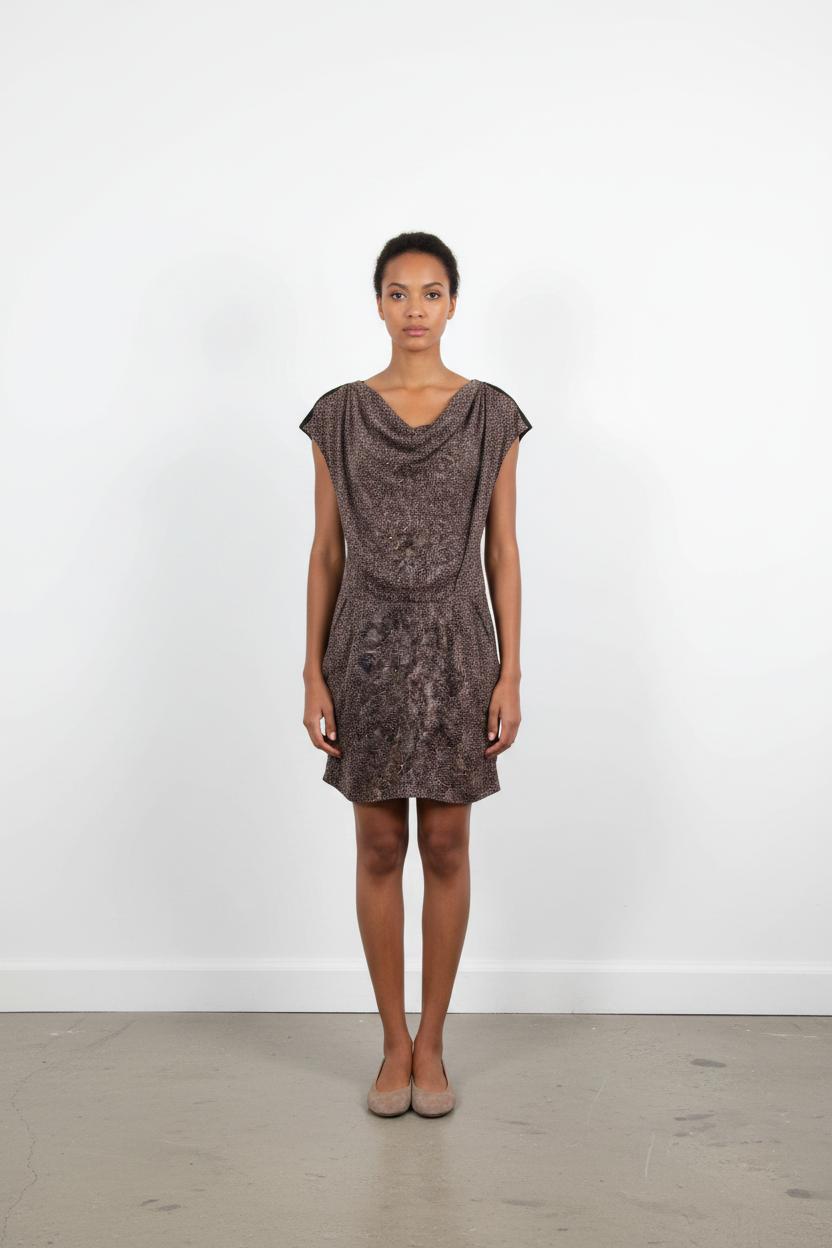 Robe Midi Marron et Noire - Taille XS/34
