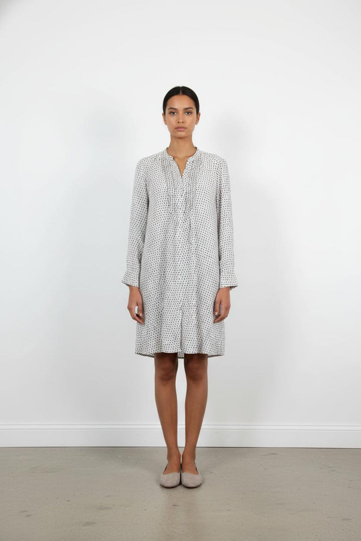 Robe Midi Blanche à Pois Noirs - Taille S/36