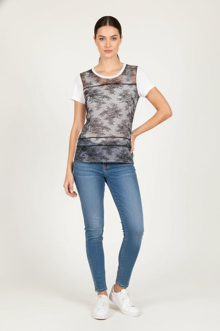 Tee shirt Gris et Blanc - Taille S/36 de la marque Sandro | PARAD64383 - Vendu par Paradigme - Image 1