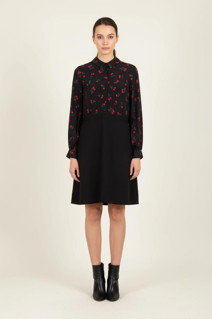 Robe Chemise Noire et Rouge - Taille L/40 de la marque The Kooples | PARAD64389 - Vendu par Paradigme - Image 1