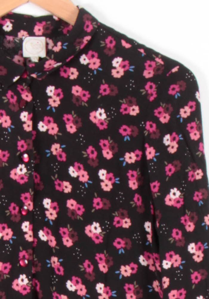 Robe Chemise Noire et Rose - Taille S/36 de la marque Des petits hauts | PARAD64422 - Vendu par Paradigme - Image 3