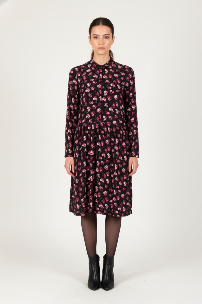 Robe Chemise Noire et Rose - Taille S/36 de la marque Des petits hauts | PARAD64422 - Vendu par Paradigme - Image 1