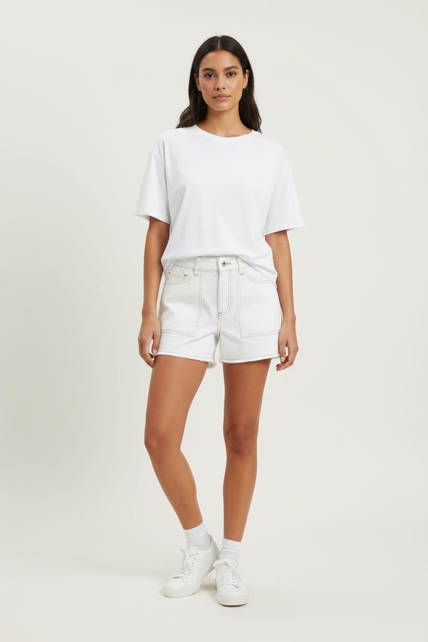 Short en Jean Blanc - Taille M/38 de la marque ba&sh | PARAD64493 - Vendu par Paradigme - Image 1