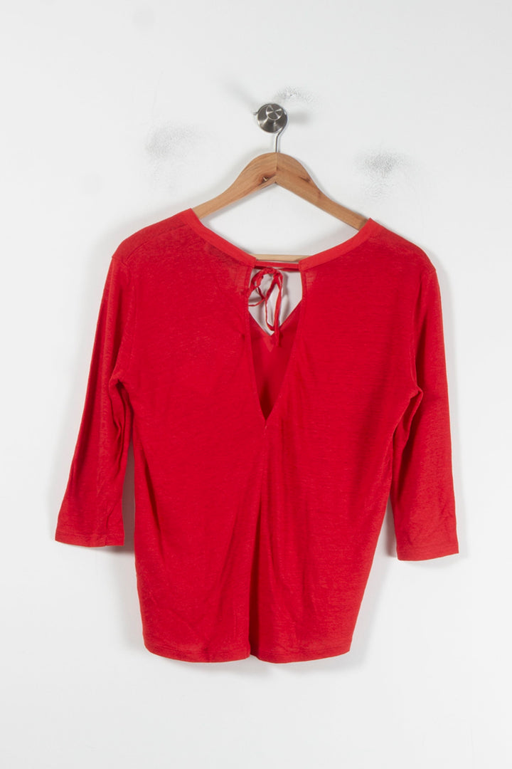 Blouse Rouge - Taille L/40 de la marque Sandro | PARAD64520 - Vendu par Paradigme - Image 4