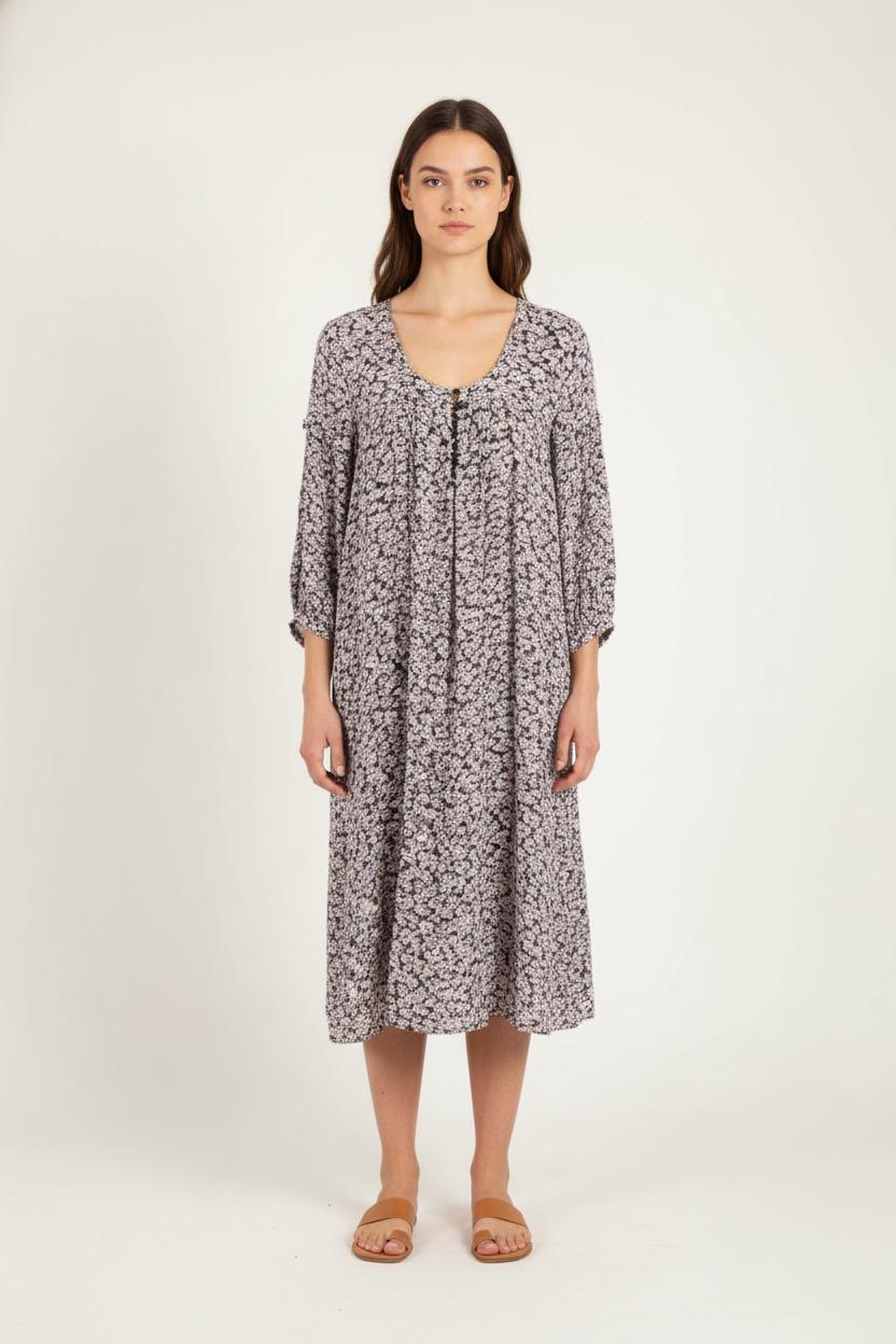 Robe Fleurie Noire et Blanche - Taille S/36 de la marque ba&sh | PARAD64537 - Vendu par Paradigme - Image 1