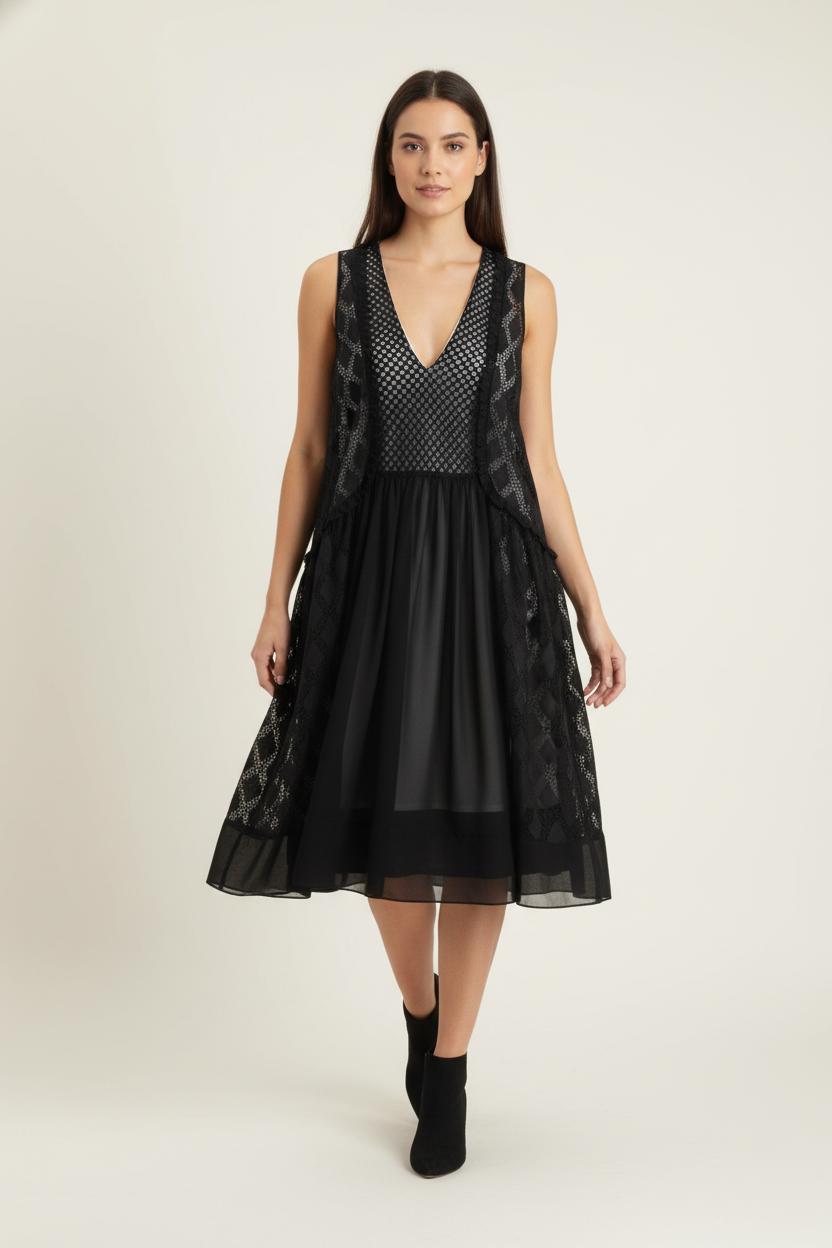 Robe Midi Noire - Taille S/36 de la marque Sandro | PARAD64586 - Vendu par Paradigme - Image 1