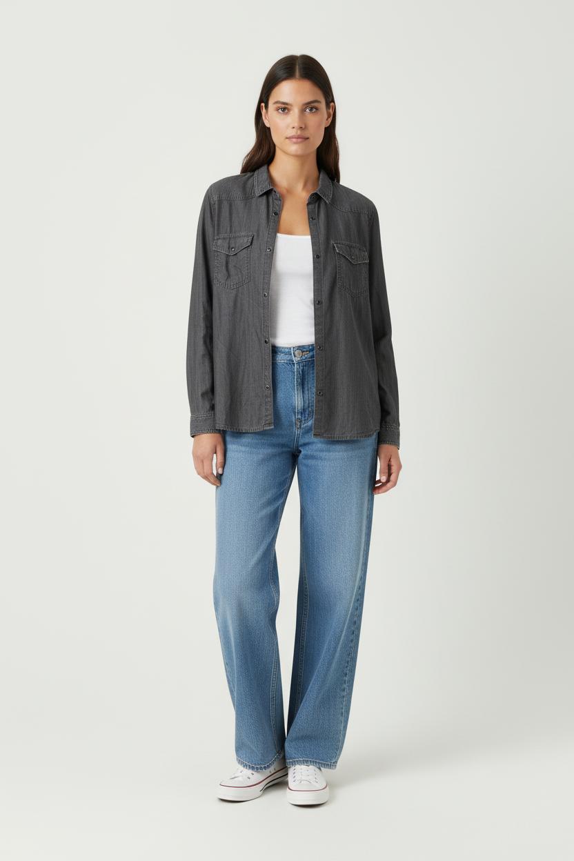Chemise Western Grise - Taille M/38 de la marque The Kooples | PARAD64638 - Vendu par Paradigme - Image 1