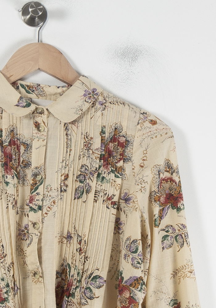 Blouse Fleurie Beige et Rouge - Taille XS/34 de la marque Léon & Harper | PARAD64656 - Vendu par Paradigme - Image 3