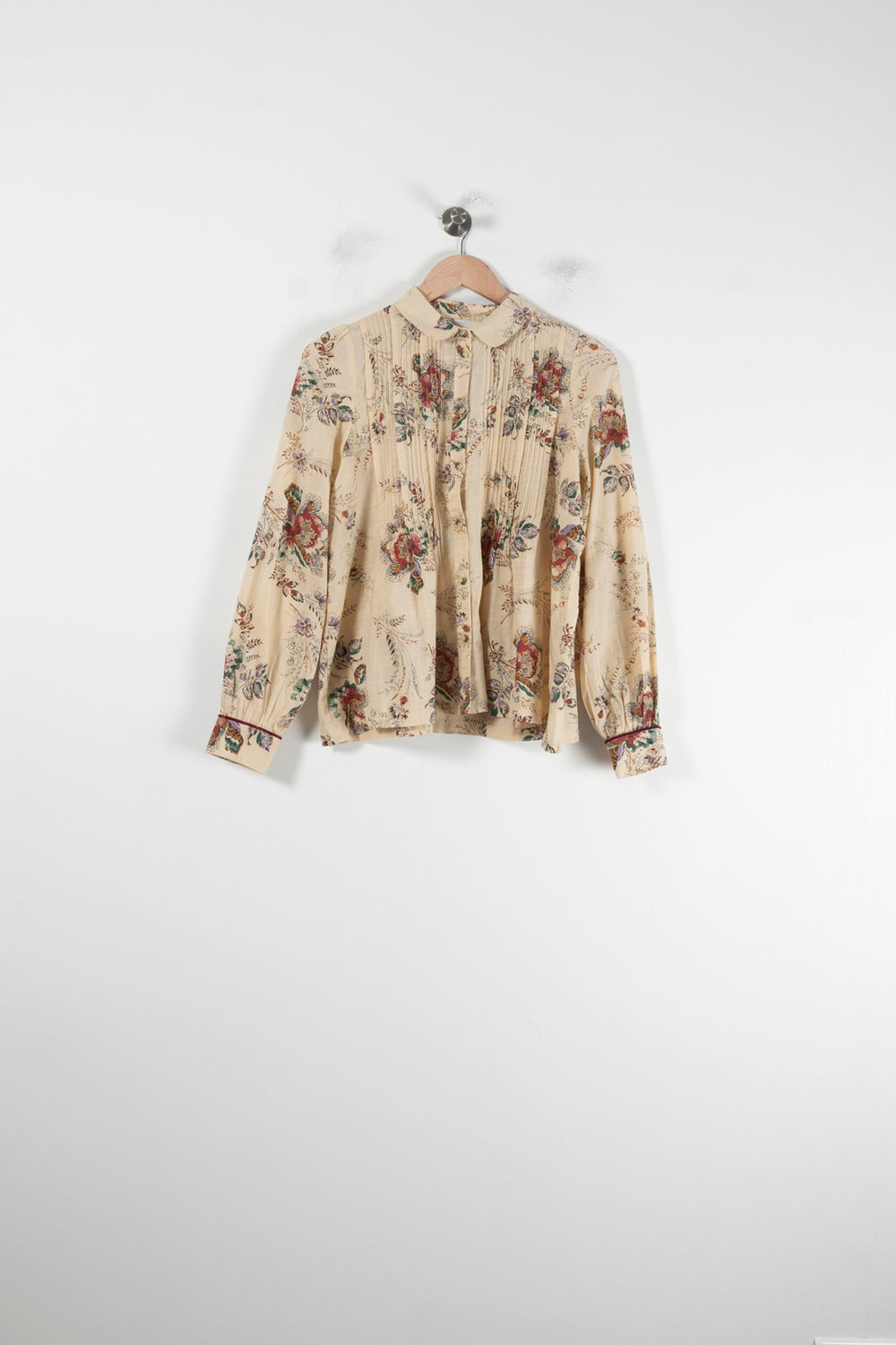 Blouse Fleurie Beige et Rouge - Taille XS/34 de la marque Léon & Harper | PARAD64656 - Vendu par Paradigme - Image 2