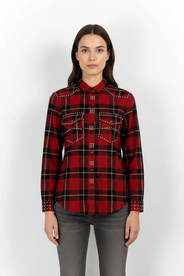 Chemise À Carreaux Bordeaux et Noire - Taille XS/34 de la marque The Kooples | PARAD64736 - Vendu par Paradigme - Image 1
