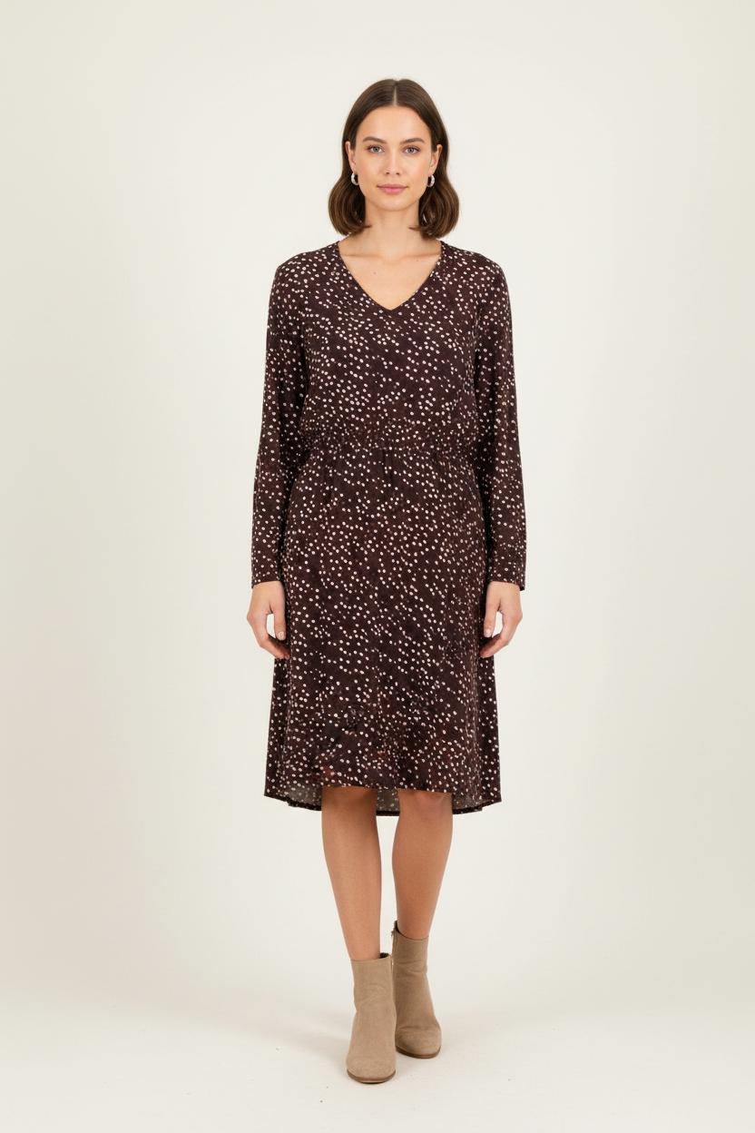 Robe Midi Marron et Blanche - Taille XL/42 de la marque One Step | PARAD64768 - Vendu par Paradigme - Image 1