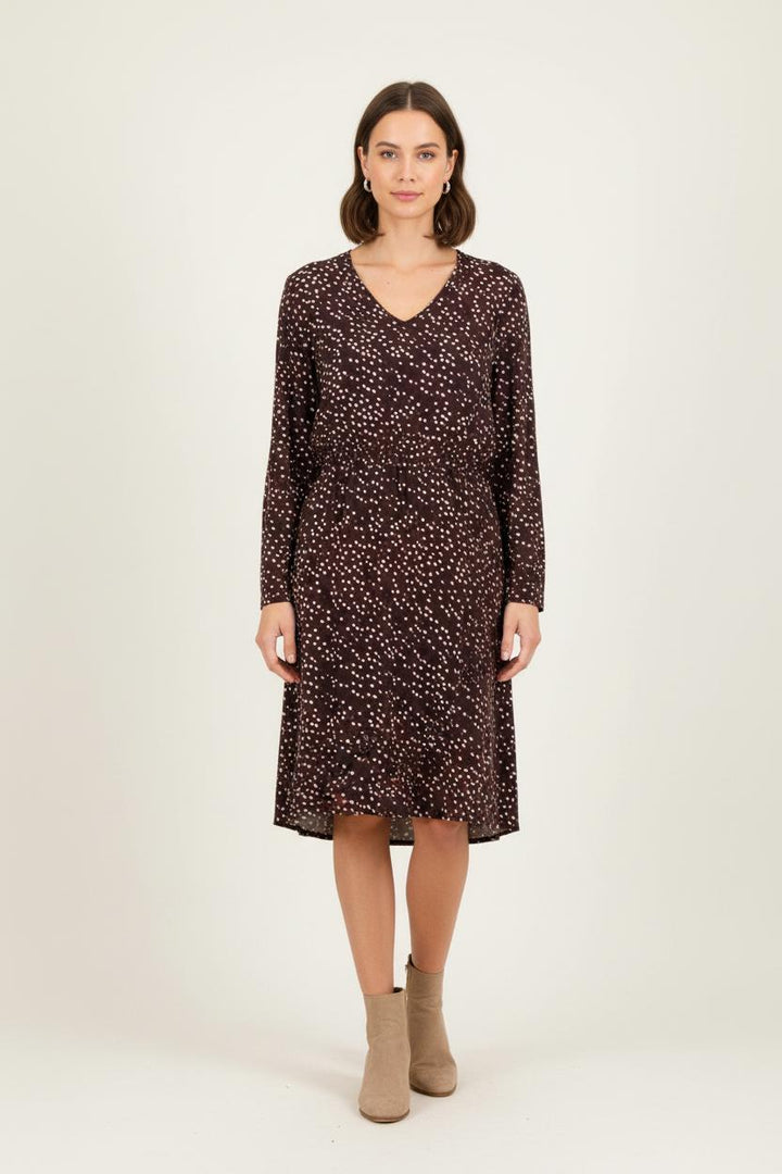 Robe Midi Marron et Blanche - Taille XL/42 de la marque One Step | PARAD64768 - Vendu par Paradigme - Image 1