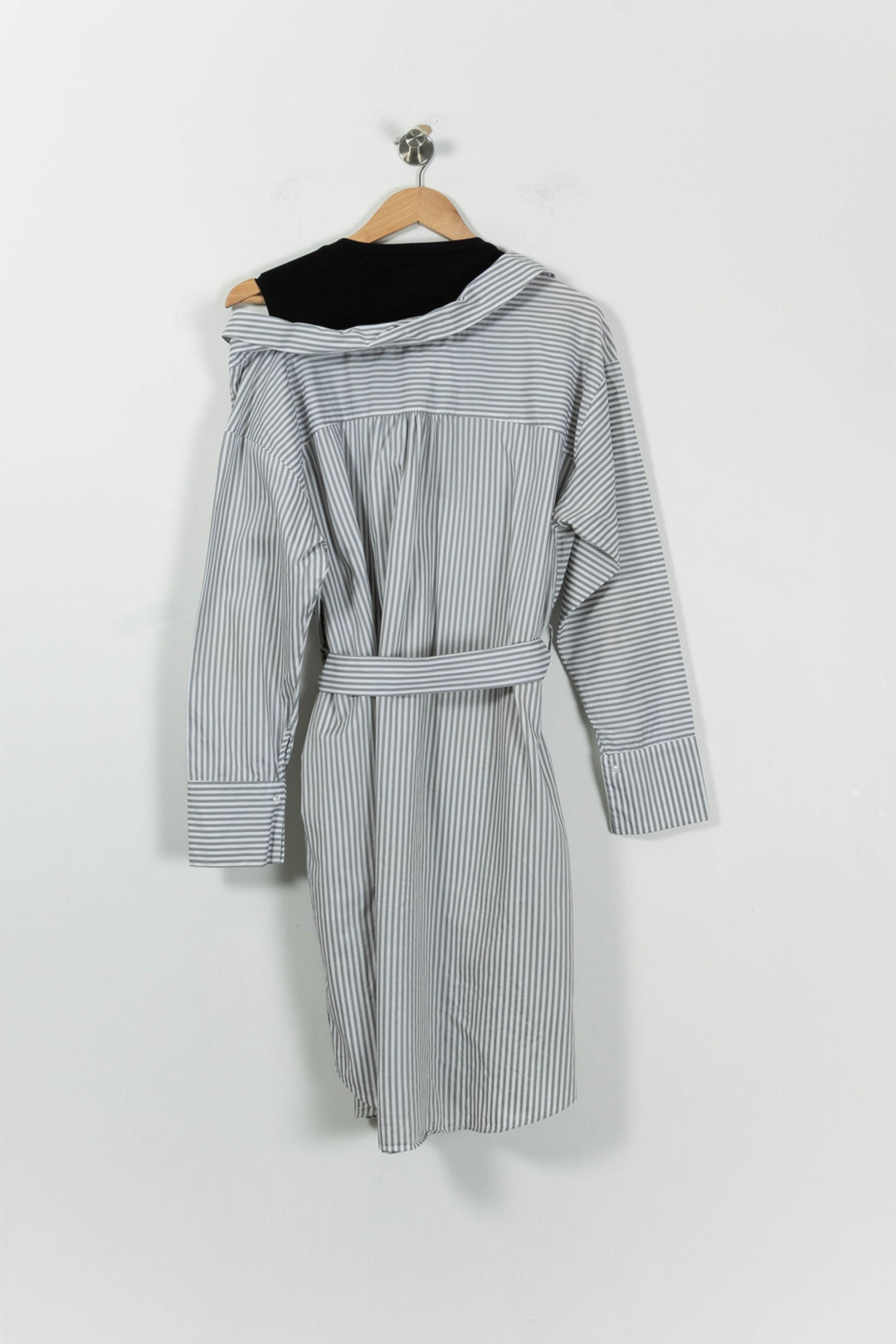 Robe Chemise Rayée Noire et Blanche - Taille L/40 de la marque Maje | PARAD64781 - Vendu par Paradigme - Image 4