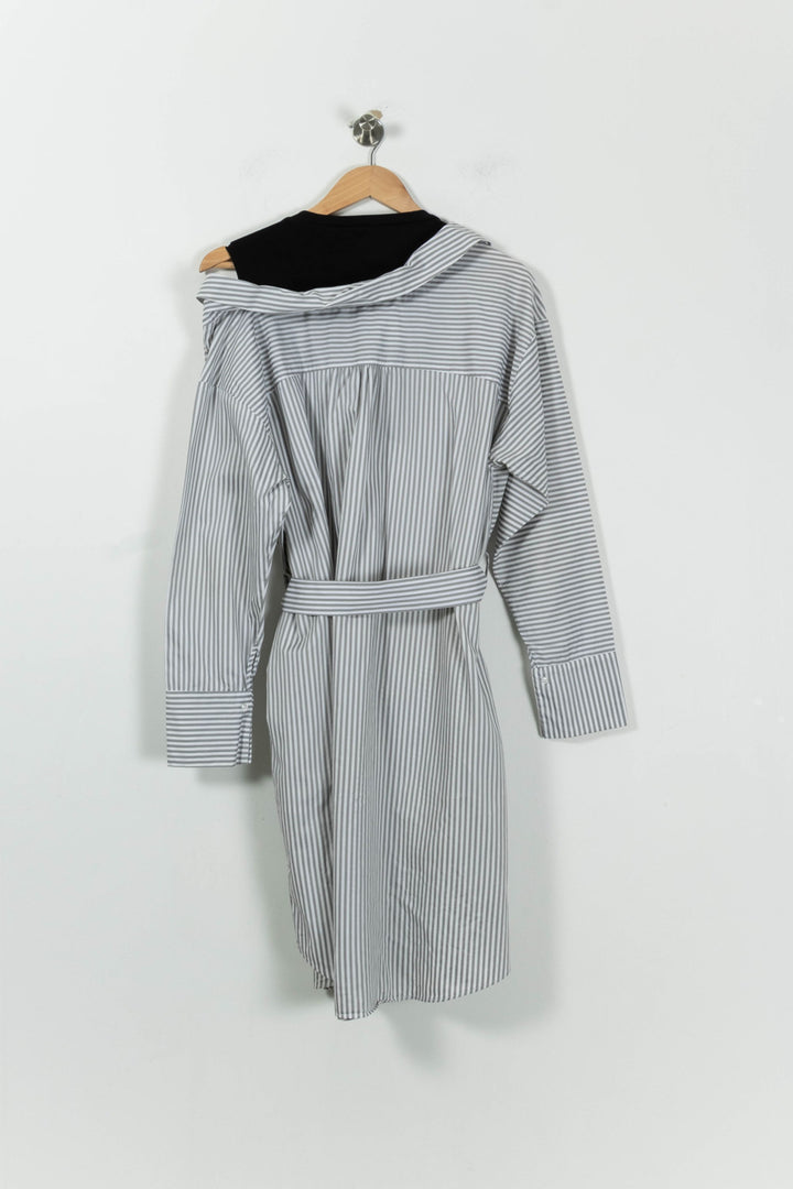 Robe Chemise Rayée Noire et Blanche - Taille L/40 de la marque Maje | PARAD64781 - Vendu par Paradigme - Image 4