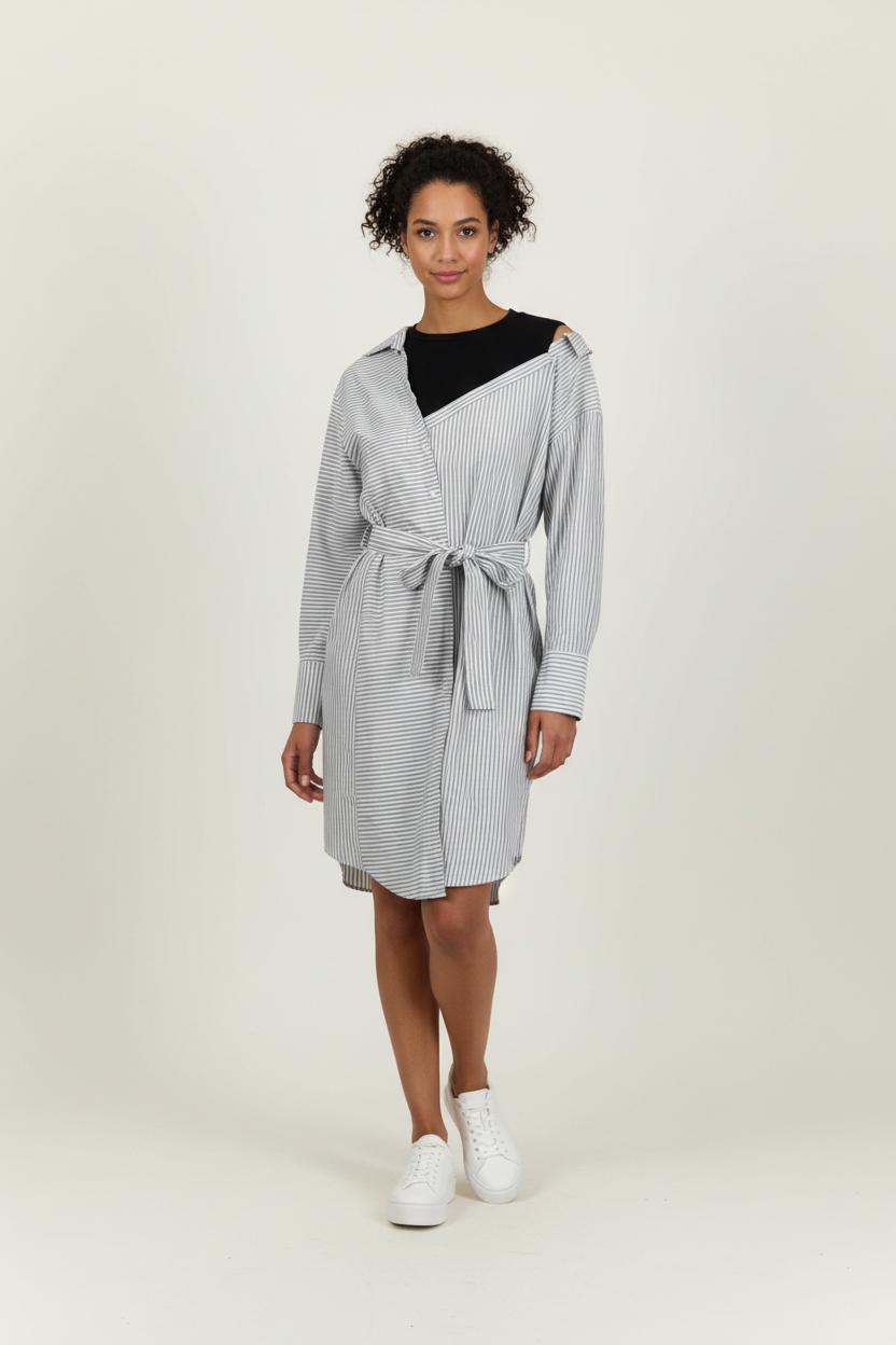 Robe Chemise Rayée Noire et Blanche - Taille L/40 de la marque Maje | PARAD64781 - Vendu par Paradigme - Image 1