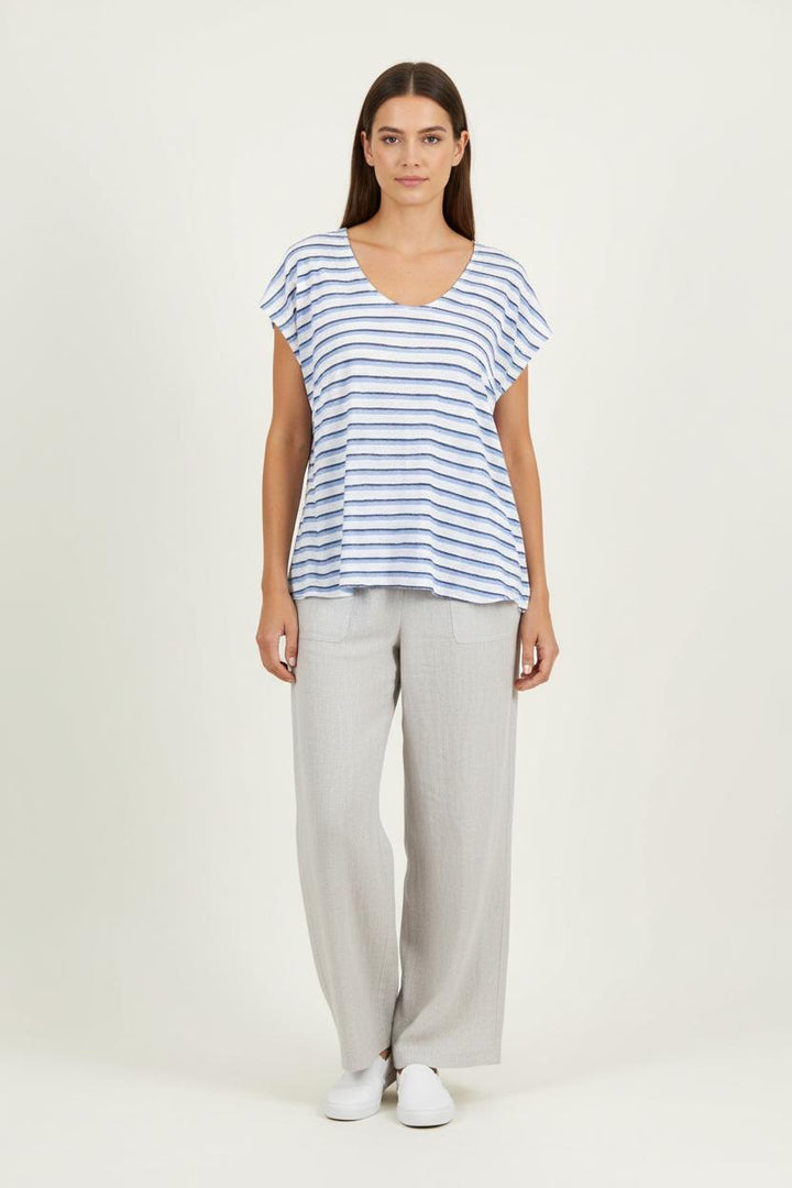 Tee-shirt Blanc et Bleu - Taille L/40 de la marque Caroll | PARAD64818 - Vendu par Paradigme - Image 1