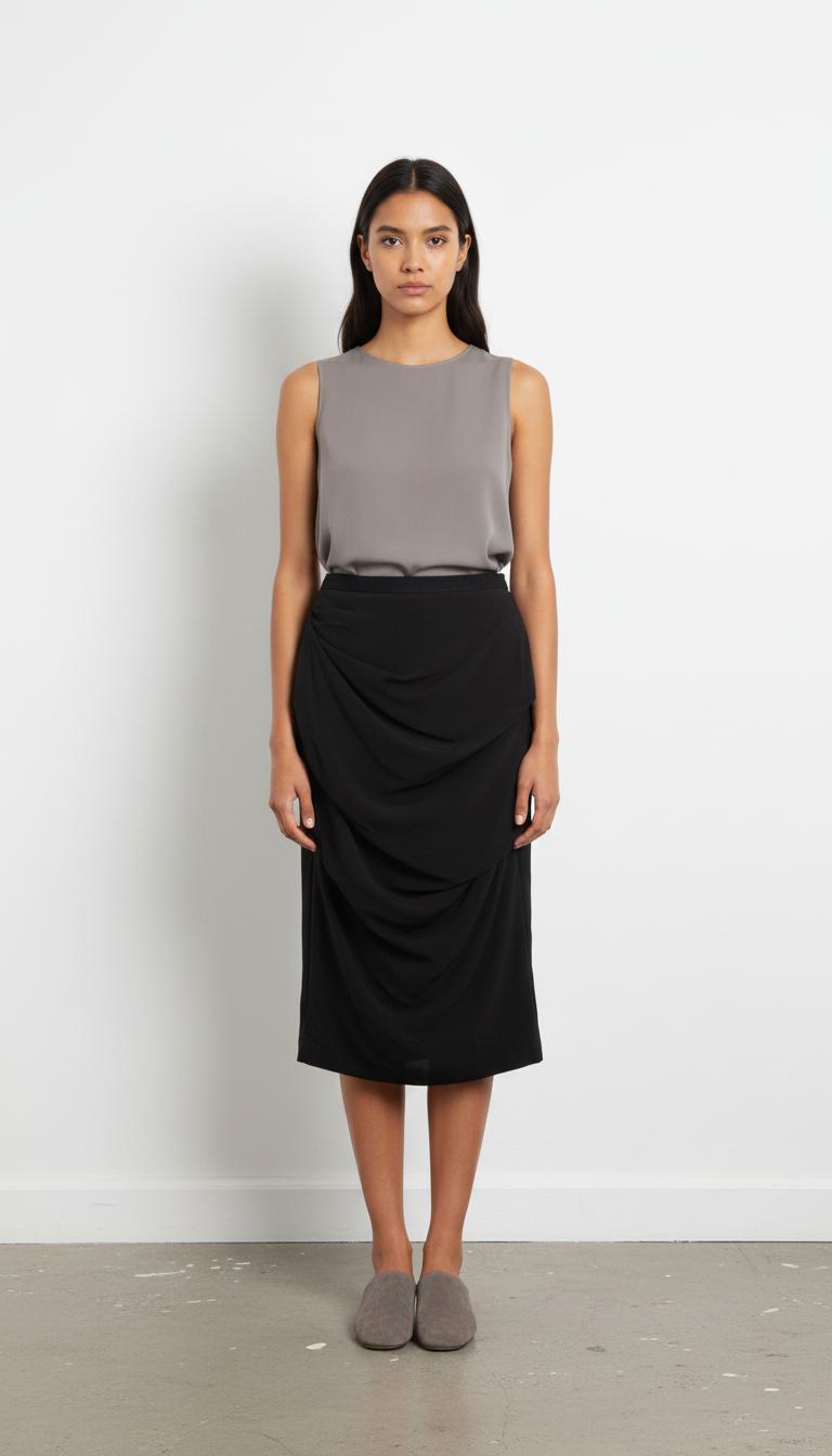Jupe Drapée Noire - Taille S/36