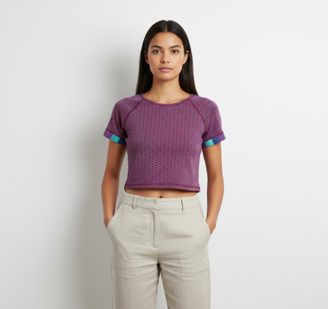 Crop top Bordeaux et Bleu - Taille M/38
