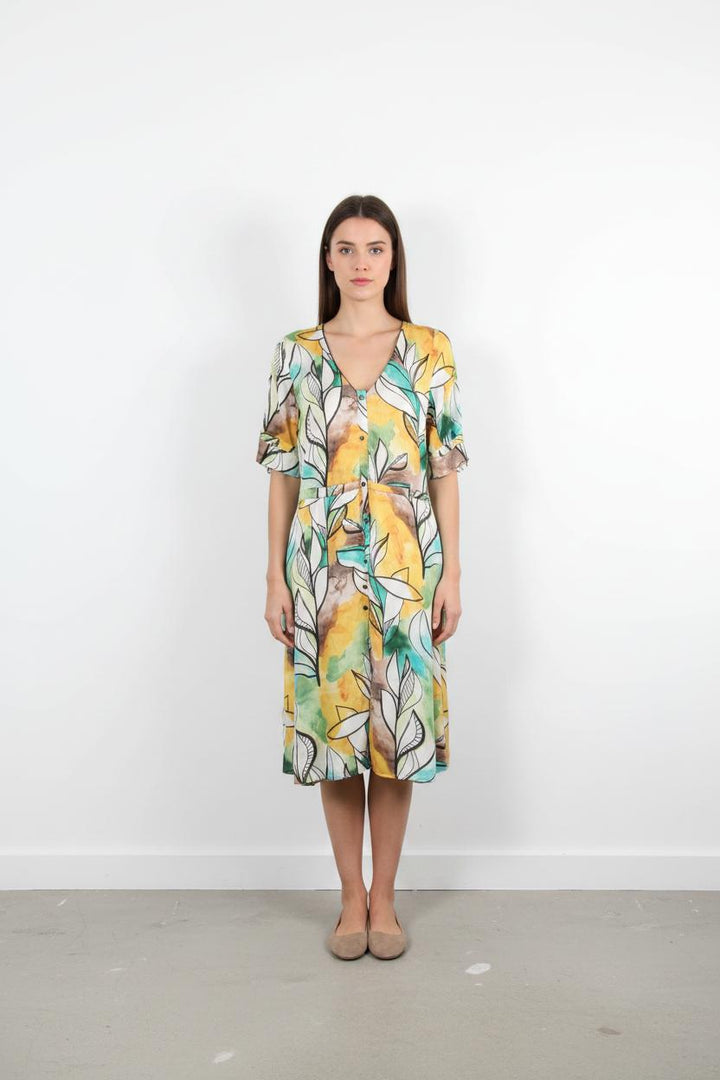 Robe longue Jaune et Verte - Taille S/36