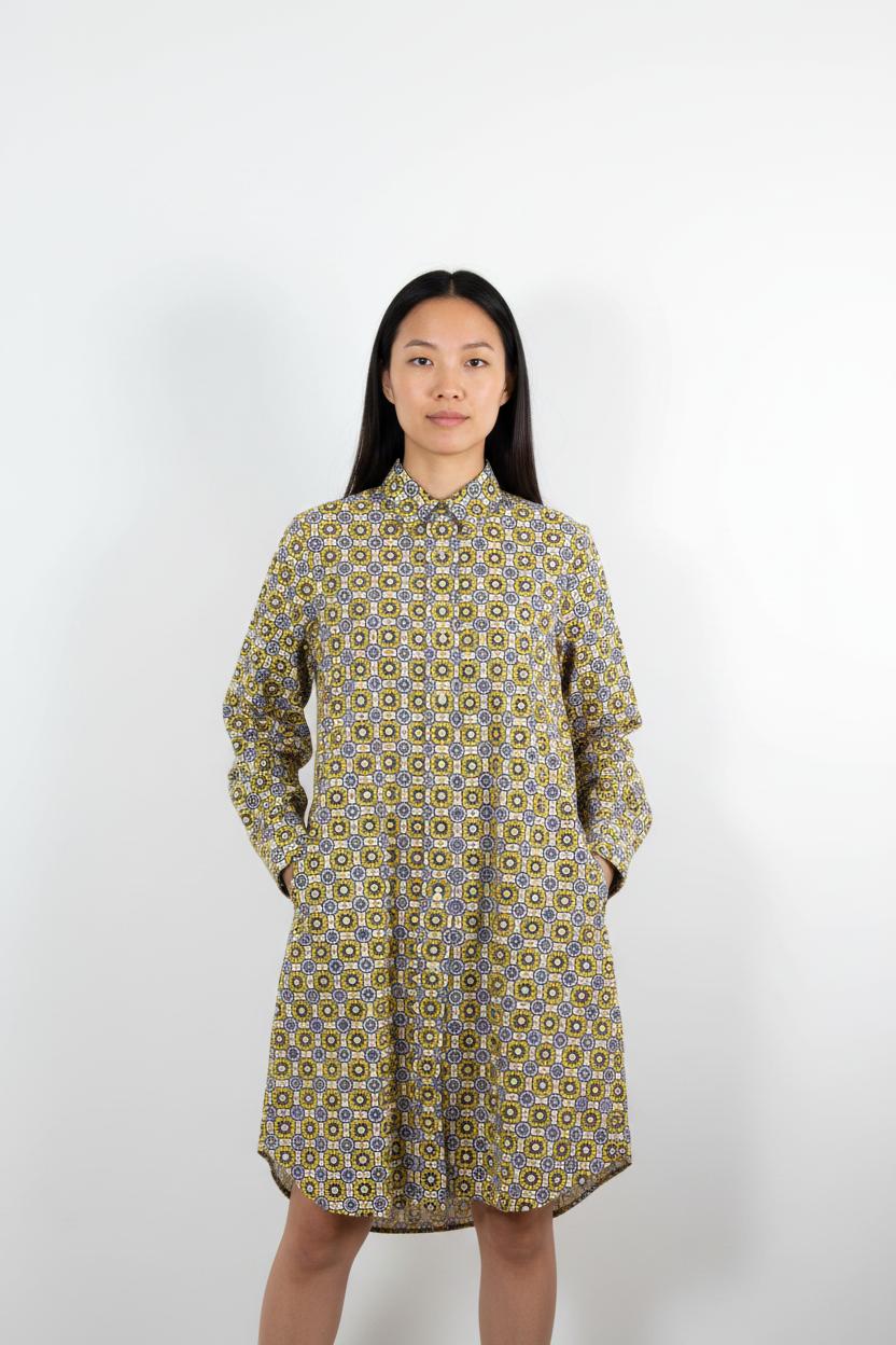 Robe Chemise Jaune et Bleue - Taille XS/34