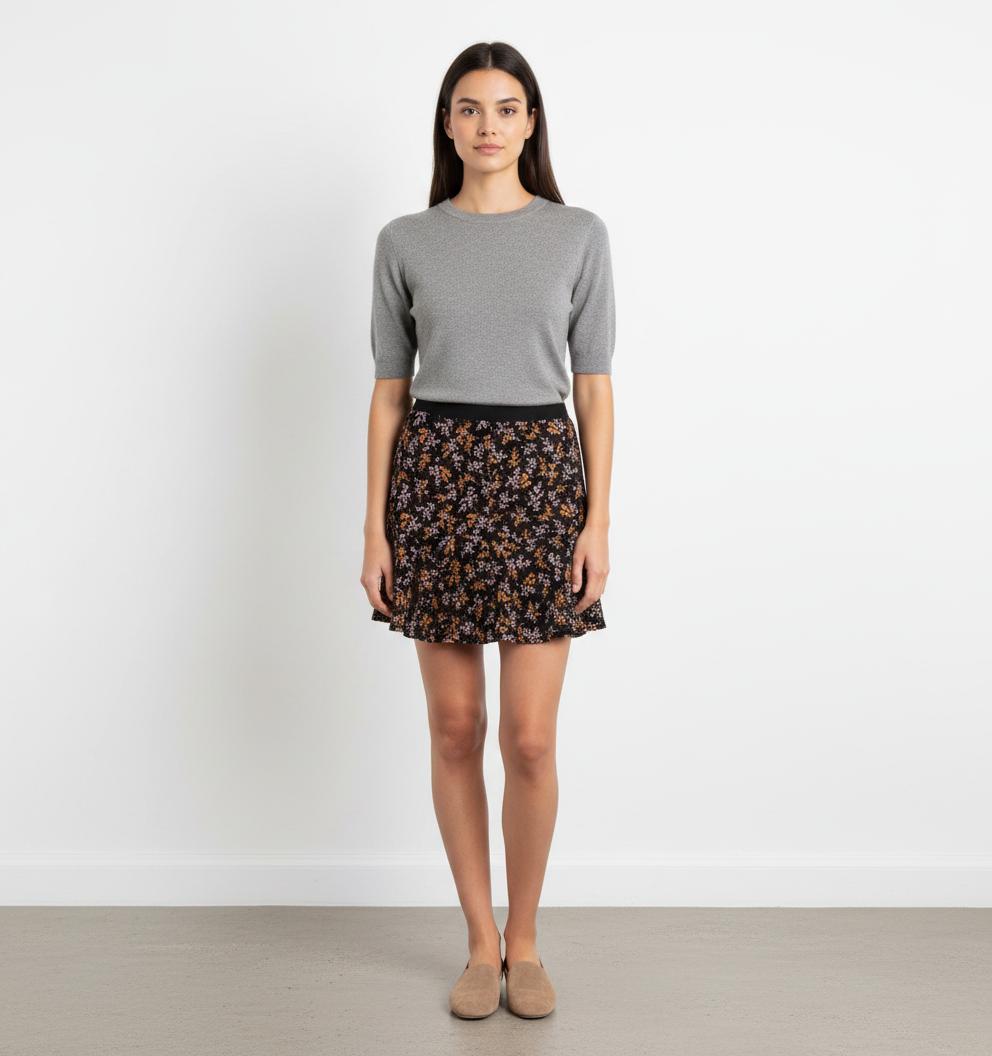 Jupe Courte Noire et Orange - Taille S/36